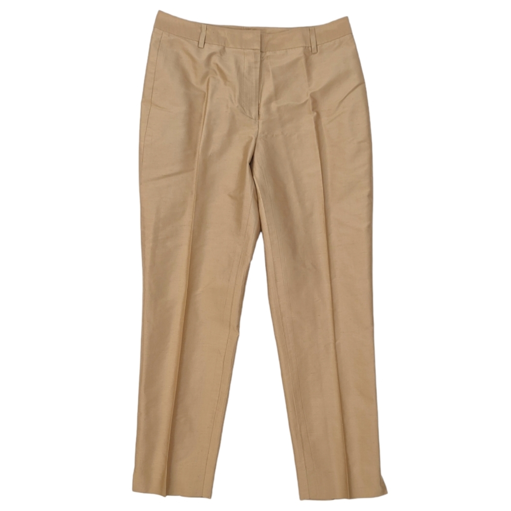 Brooks Brothers 100% Silk Ankle Pants Trousers Dress Pant Camel Khaki Womens 4